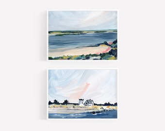 Chatham Skies Landscape Print Set, Coastal Landscape, Chatham Painting, Cape Cod, Massachusetts Beach Art, Modern Coastal Decor, print set