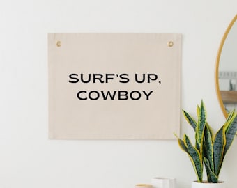 Surf's Up Cowboy Wall Flag, Coastal Cowboy Decor, Long Live Cowboys, Cowboy Nursery Decor, Western Nursery Wall Decor, Western Tapestry