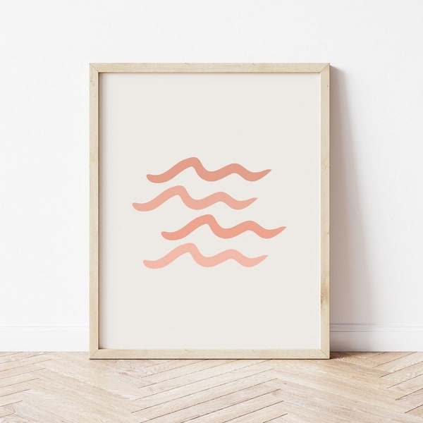 Pink Waves Nursery Wall Art, Girls Nautical Nursery Print, Beach Nursery Print, Surfer Girl Printable, Ocean Waves Print, Boho Nursery Art