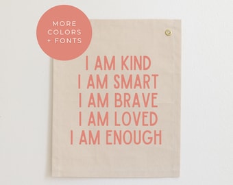 Affirmations for Kids, Positive Affirmations Nursery Wall Decor, Inspirational Nursery Quote, Kids Mindfulness, I Am Kind I Am Smart
