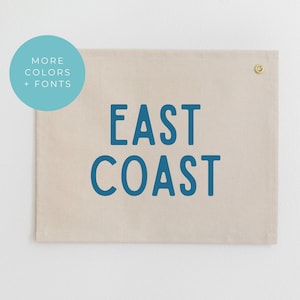 East Coast Canvas Banner, East Coast Beach House Decor, Beach House Wall Hanging, Coastal Boy Room Decor, Beach House Fabric Wall Hanging