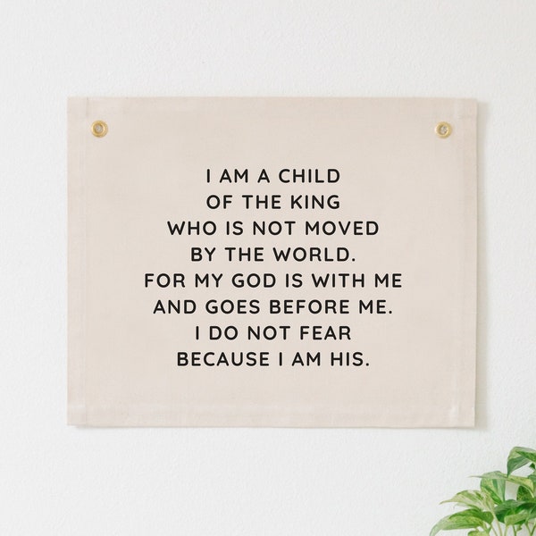 I Am A Child of the King Nursery Banner, Christian Boy Wall Tapestry, Bible Verse Banner, Kid's Room Scripture Flag