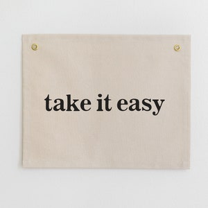 Take It Easy Canvas Banner, Retro Wall Flag, Hippie Room Decor, Retro 70s Wall Pennant, Groovy Dorm Wall Tapestry, Hippie Quote Banner