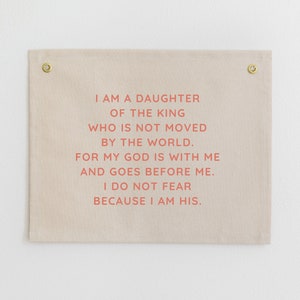 I Am A Daughter of the King Nursery Banner, Christian Nursery Decor, Bible Verse Banner for Girls, Bible Verse Tapestry, Scripture Flag