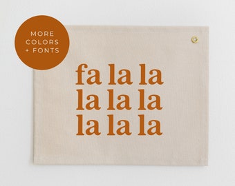 FaLaLa Canvas Banner, Holiday Wall Pennant, Boho Christmas Wall Decor, Neutral Christmas Wall Art, Holiday Banner, Christmas Wall Hanging