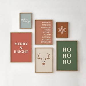 Christmas Gallery Wall Art, Boho Christmas, Christmas Wall Decor, Neutral Christmas Art Print, Minimalistische Kerstkunst, Kerstafdrukbaar