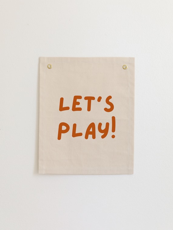 Let's Play Canvas Banner, Neutral Kids Playroom Wall Banner, Playroom Wall Art, Let's Play Sign, Neutral Kids Room Wall Decor, Boy Playroom