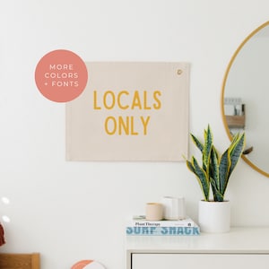 Locals Only Wall Flag, Surf Canvas Wall Pennant, Beach Nursery Decor, Surf Wall Hanging