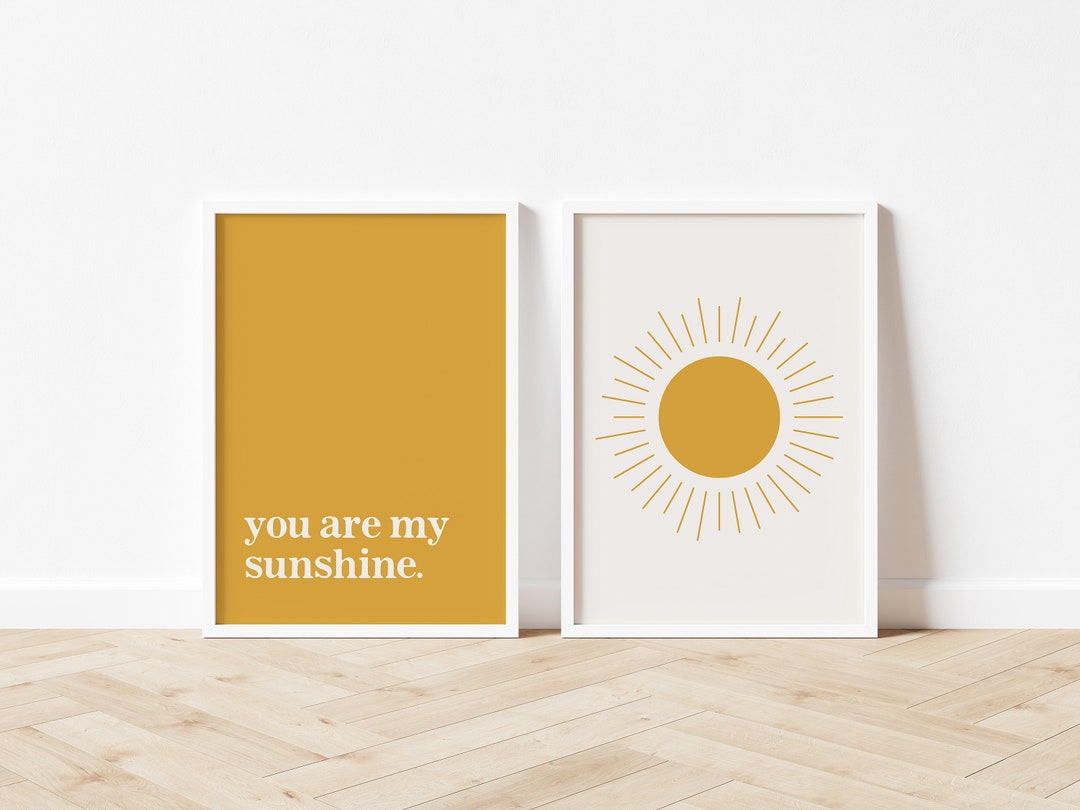 You Are My Sunshine, Modern Wall Art Set of 2, Boho Sun Prints, Coastal Prints, Neutral Nursery