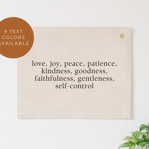 Fruits Of the Spirit Canvas Banner, Galatians 5:22-23 Sign, Bible Verse Tapestry, Scripture Wall Hanging, Love Joy Peace Banner