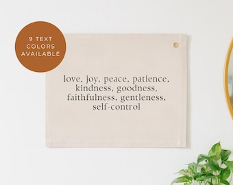 Fruits Of the Spirit Canvas Banner, Galatians 5:22-23 Sign, Bible Verse Tapestry, Scripture Wall Hanging