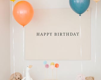 Happy Birthday Canvas Fabric Banner, Aesthetic Birthday Sign,  Fabric Birthday Backdrop, Gender Neutral Birthday Party Decor
