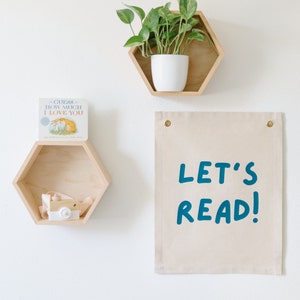 Let's Read Canvas Banner, Let's Read Sign, Reading Nook Decor, Kids ...