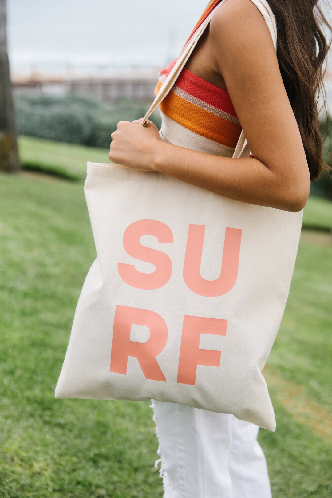 Surf Tote Bag Surfer Girl Tote Bag Boho Surf Print Surf Etsy