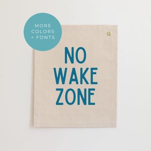 No Wake Zone, Canvas Wall Banner, Wall Pennant Flag, No Wake Zone Sign, Surf Nursery Decor, Beach Nursery Decor, Surf Wall Hanging