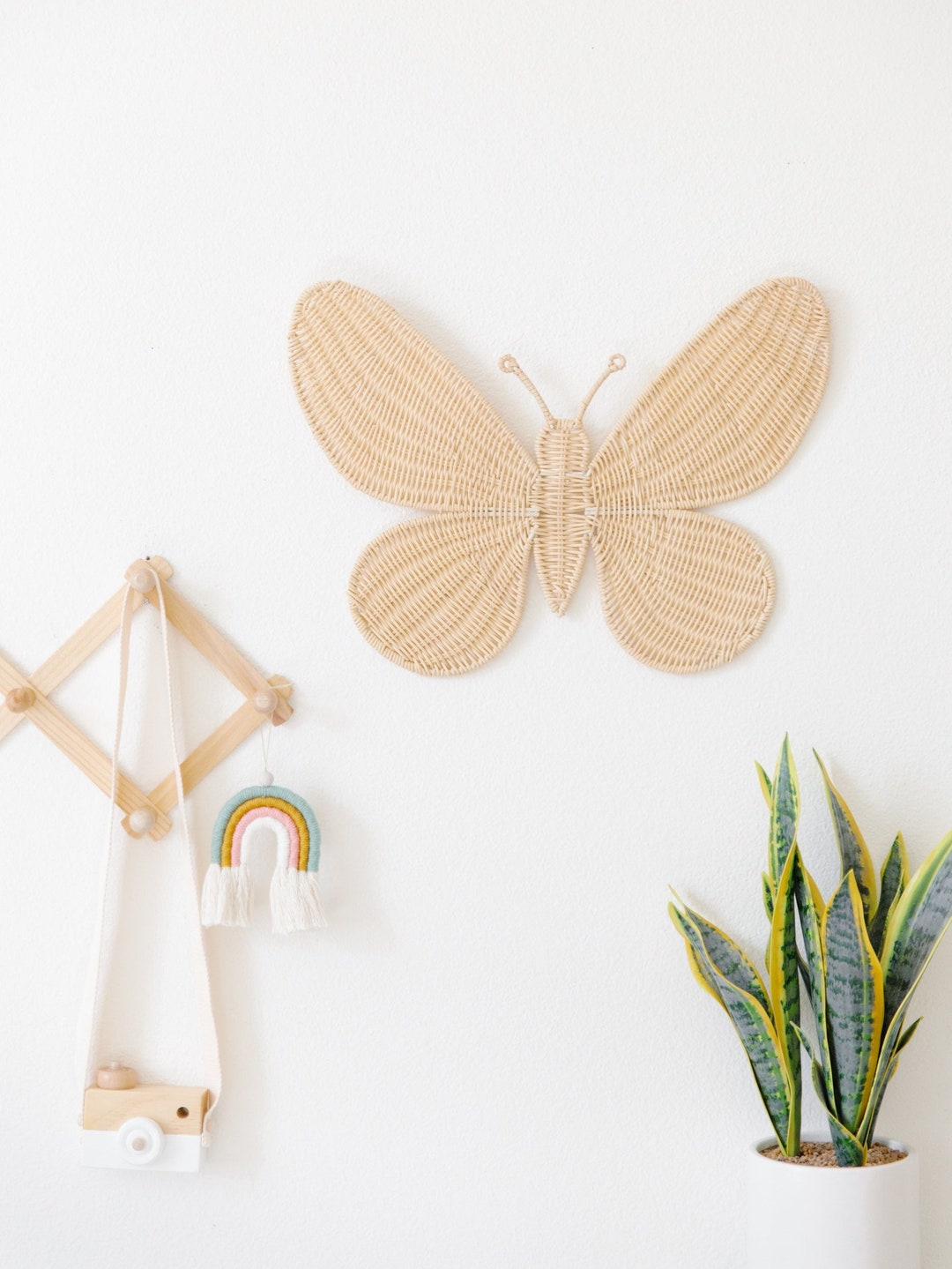 Rattan Butterfly Nursery Wall Decor, Boho Nursery Wall Decor, Rattan ...