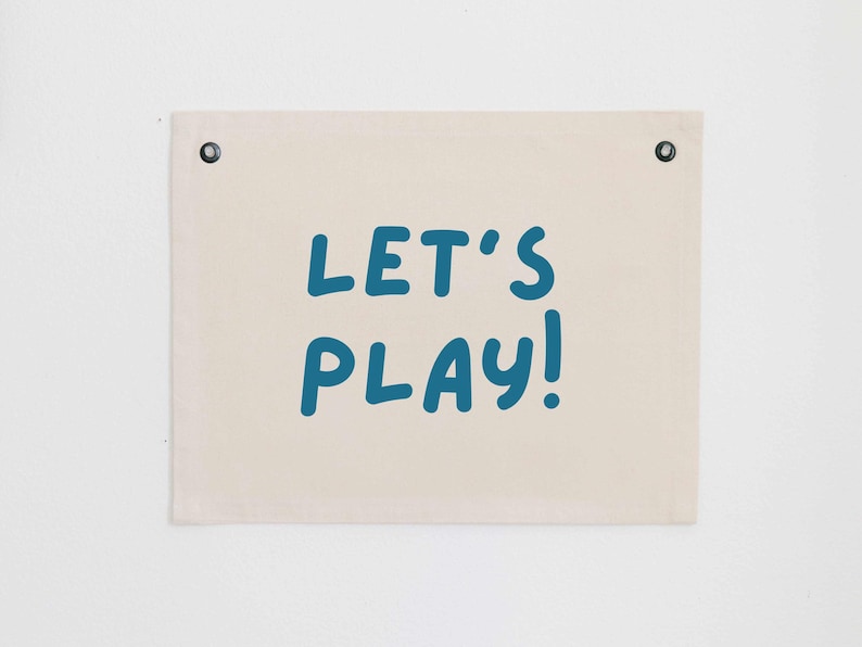 Let's Play Canvas Banner, Neutral Kids Playroom Wall Banner, Playroom Wall Art, Let's Play Sign, Kids Room Wall Decor, Boy Playroom bild 2