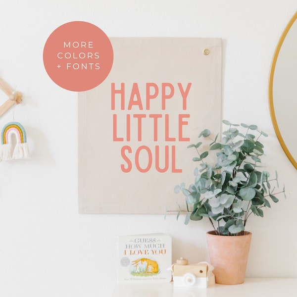 Happy Little Soul Wall Art, Boho Nursery Banner, Boho Baby Wall Decor, Girl Nursery Prints, Girl Nursery Quotes, Boho Girl Room