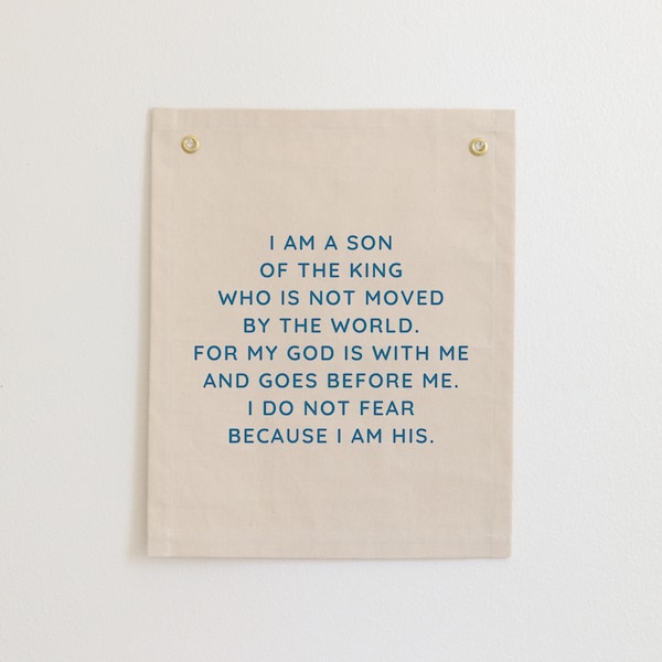 I Am A Son of the King Nursery Banner, Christian Boy Nursery Decor, Bible Verse Banner, Christian Tapestry, Kid's Room Scripture Flag