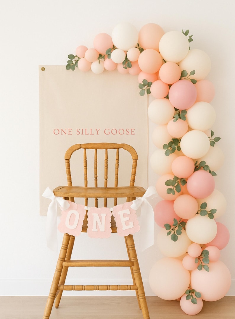 One Silly Goose Fabric Banner, Silly Goose Birthday Sign, First Birthday Canvas Banner, Silly Goose Birthday Decor, Silly Goose Party Theme image 3