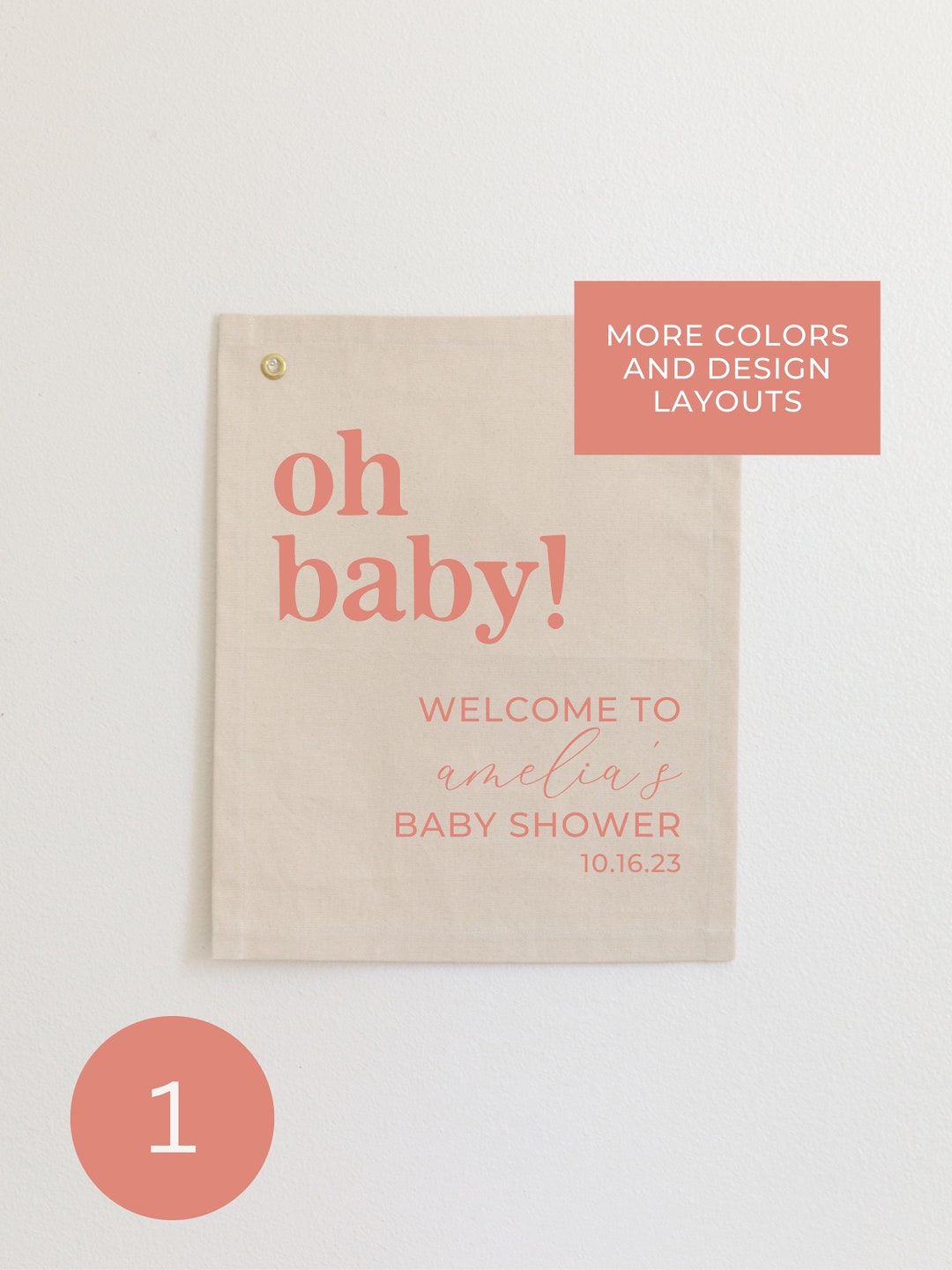 Custom Baby Shower Sign, Oh Baby Canvas Banner, Custom Baby