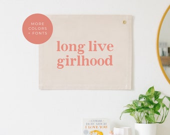 Long Live Girlhood Wall Banner, Boho Nursery Banner, Boho Baby Wall Flag, Girl Nursery Canvas Banner, Girl Nursery Pennant, Boho Girl Room