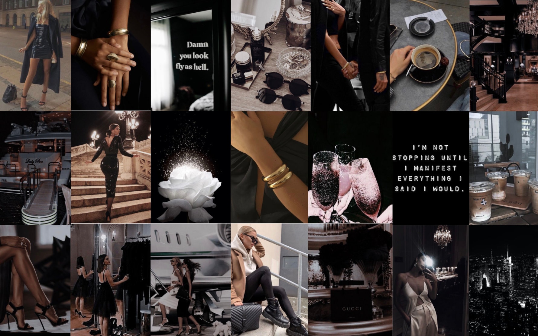 2021 Vision Board Dark/ Black Classy 1 Wall Kit Descarga Etsy