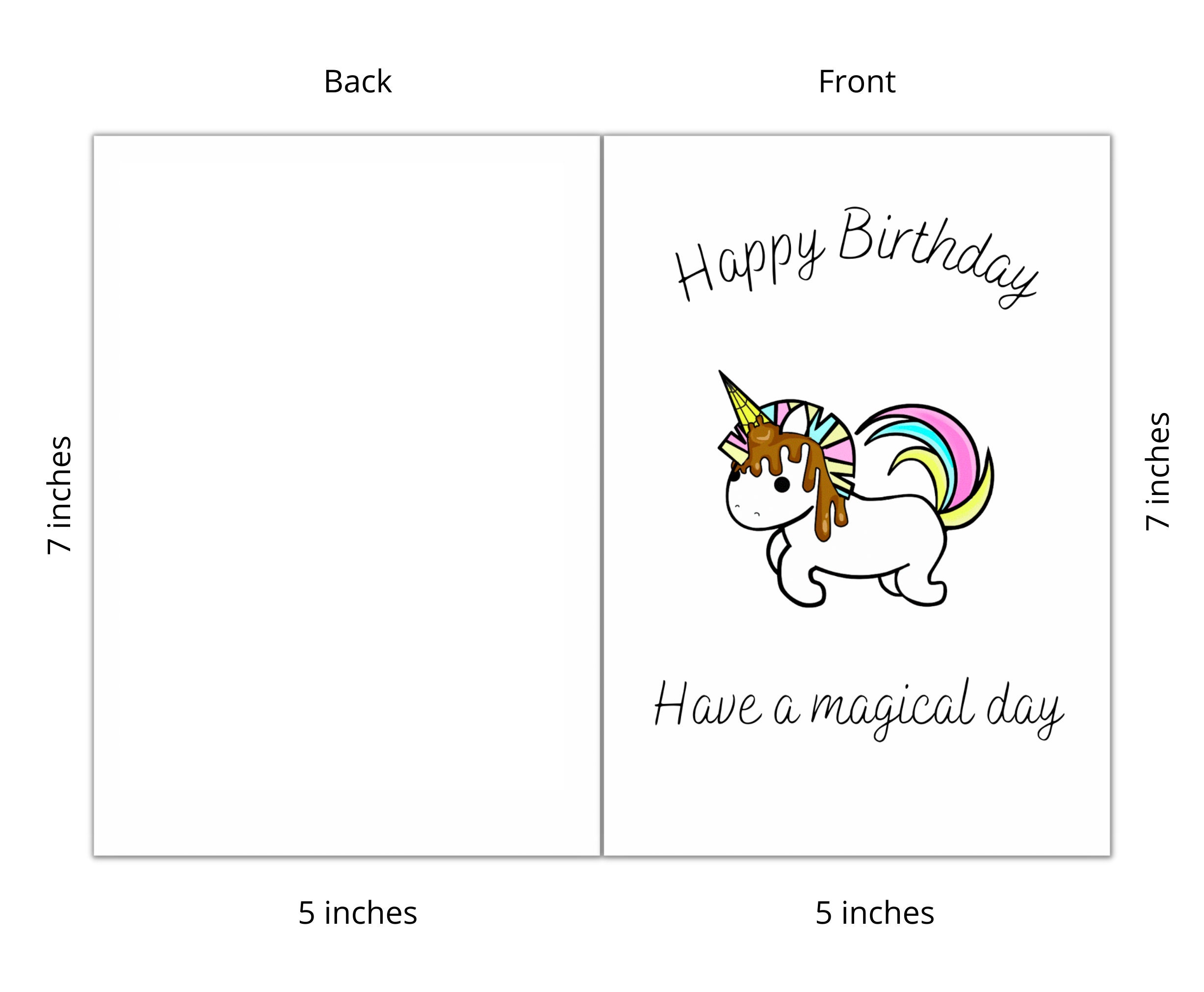 Digital Unicorn Birthday Card Printable Template for Kids - Etsy