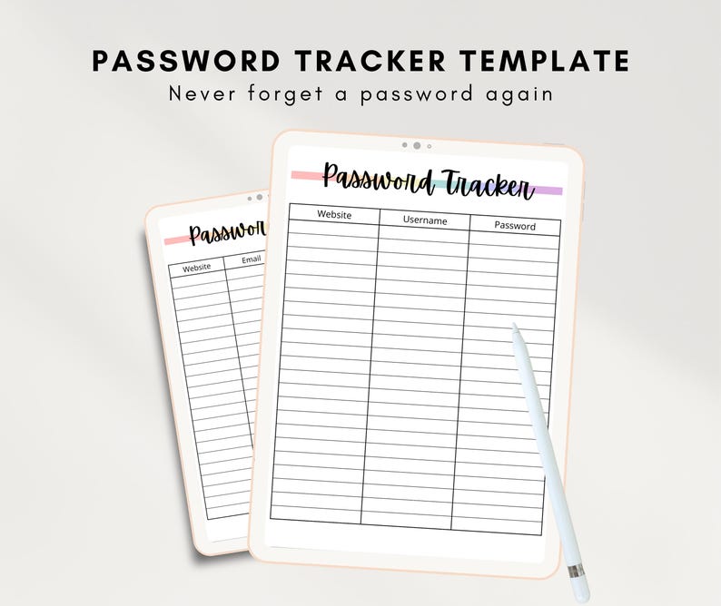 Password Tracker | Printable Digital Template - Etsy