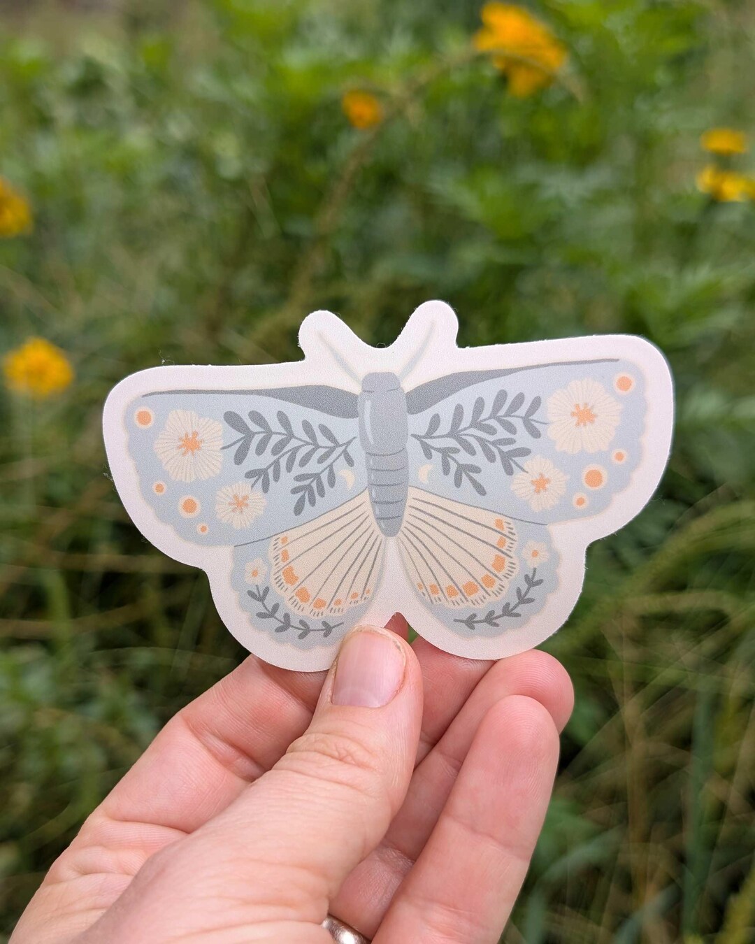Folkstyle Floral Butterfly Sticker - Etsy