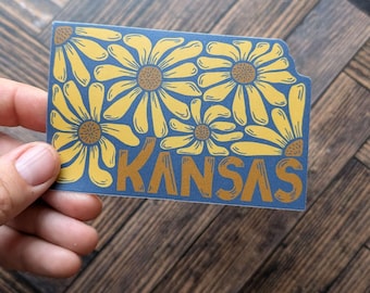 Kansas Sunflower Die-Cut State Sticker