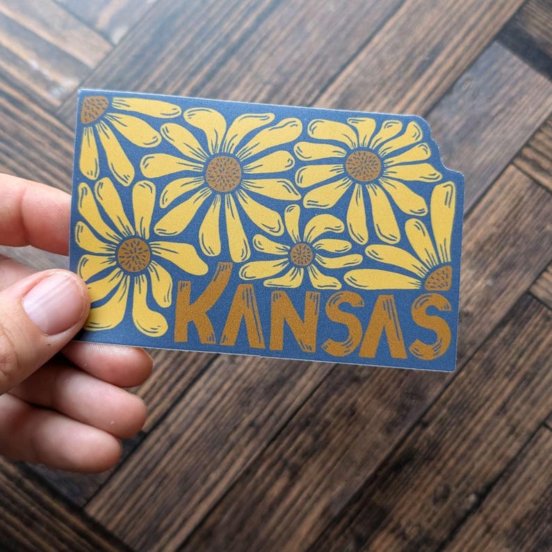 Kansas Sunflower Diecut Sticker Etsy