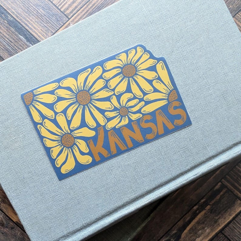 Kansas Sunflower Diecut Sticker Etsy