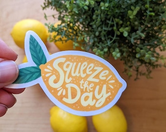 Squeeze the Day Lemon Punny and Motivational Clear Die-Cut Sticker