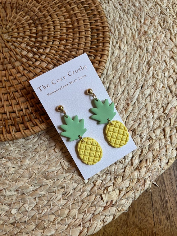 Pineapple Dangle Earrings Handmade Earrings Polymer Clay