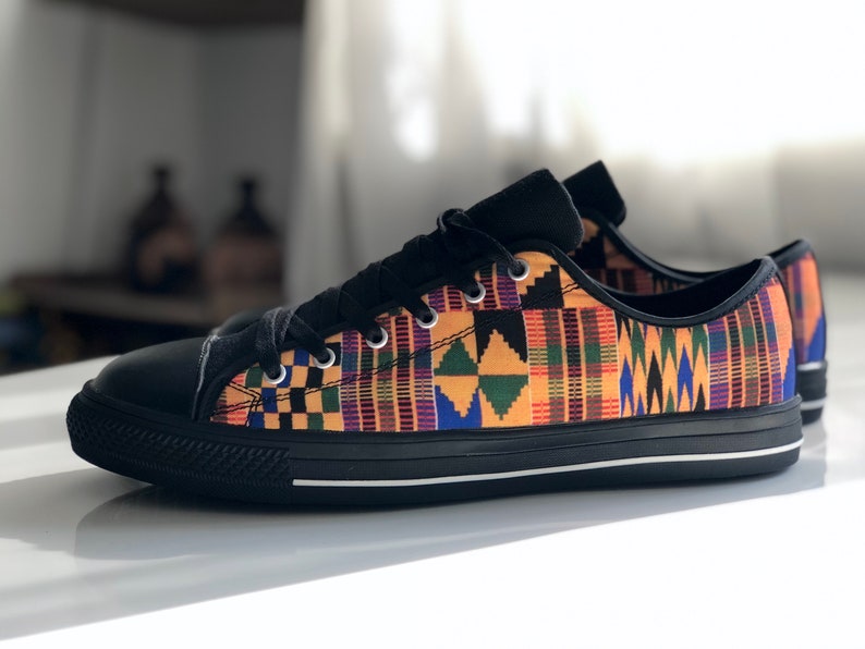 Kente Print Men/women Sneakers Ankara print men/women Sneakers African print mens/women's Shoes. image 8