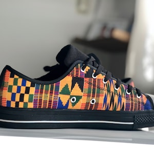 Kente Print Men/women Sneakers Ankara print men/women Sneakers African print mens/women's Shoes. image 1