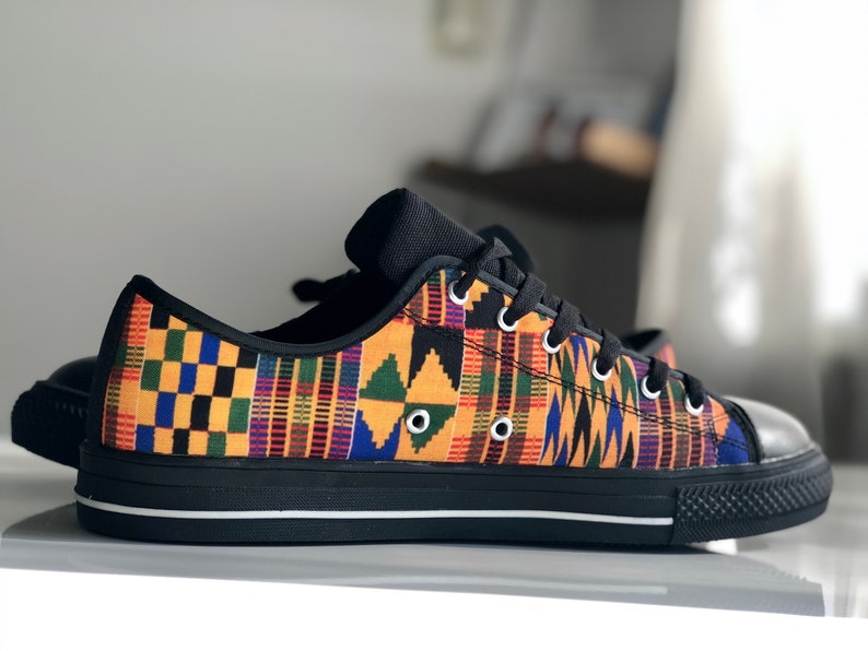 Kente Print Men/women Sneakers Ankara print men/women Sneakers African print mens/women's Shoes. image 1