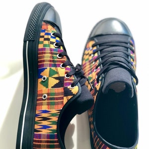 Kente Print Men/women Sneakers Ankara print men/women Sneakers African print mens/women's Shoes. image 2