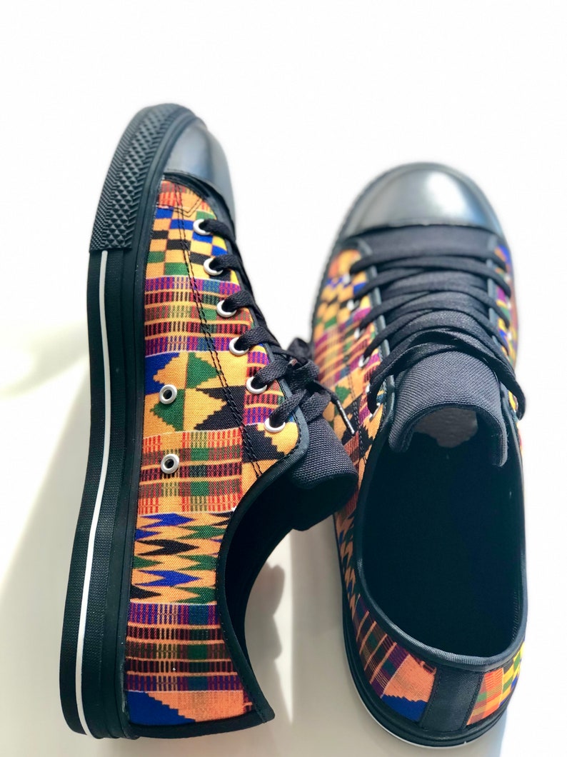 Kente Print Men/women Sneakers Ankara print men/women Sneakers African print mens/women's Shoes. image 2