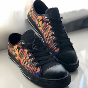 Kente Print Men/women Sneakers Ankara print men/women Sneakers African print mens/women's Shoes. image 5