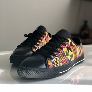 Kente Print Men/women Sneakers Ankara print men/women Sneakers African print mens/women's Shoes. image 4