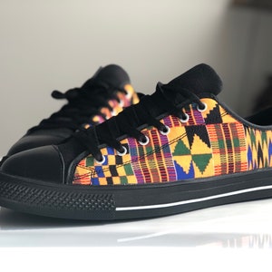 Kente Print Men/women Sneakers Ankara print men/women Sneakers African print mens/women's Shoes. image 3