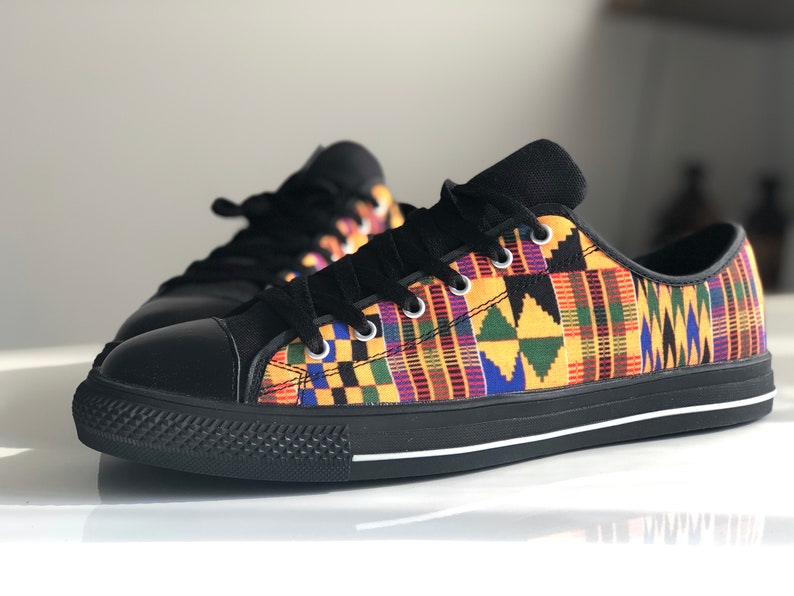 Kente Print Men/women Sneakers Ankara print men/women Sneakers African print mens/women's Shoes. image 3