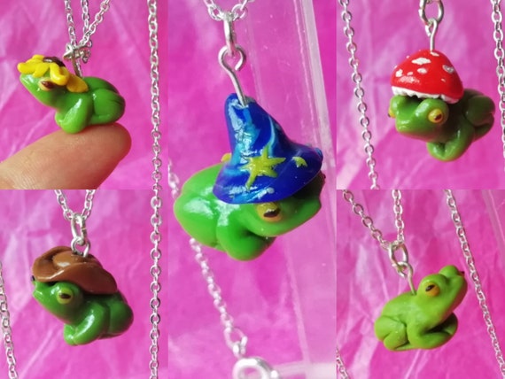 Frog Necklace Polymerclay Charm Necklace Etsy