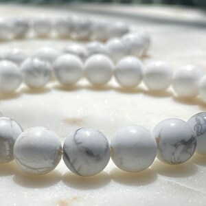Genuine Howlite Bracelets - Size 8 Beads, 7 inches Stretchy Elastic - Gift