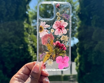 Botanical iPhone Case - Handmade Pressed Floral Cover - Real Flower Custom Design - Nature Lover Phone Case