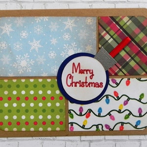 Patchwork Christmas Card, Christmas card set, Holiday card, Handmade Christmas card