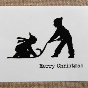 Children Sledding Christmas Card, Christmas Card set, Holiday Card set, Handmade Christmas Card