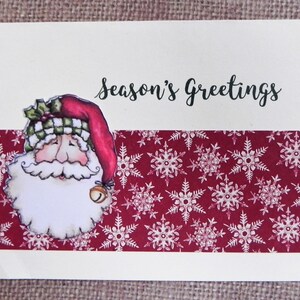 Country Santa Christmas Card, Santa Christmas Card, Christmas Card,Handmade Greeting Card, Holiday Card